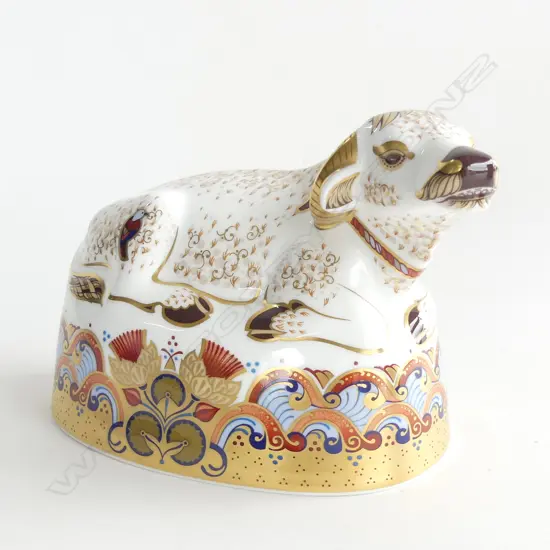 A Royal Crown Derby porcelain paperweight Water Buffalo